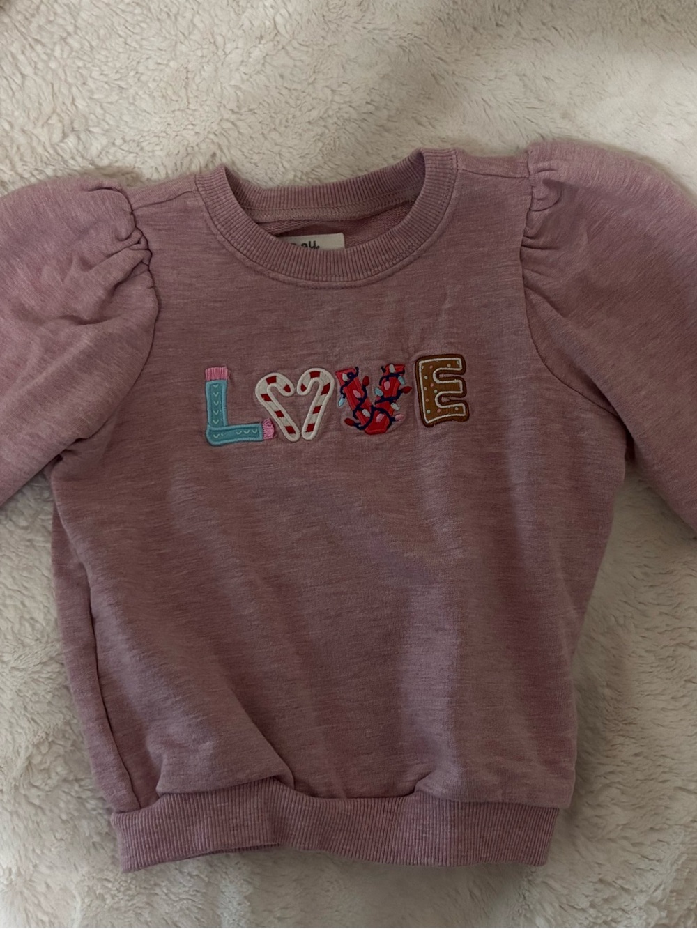 Little Sleepies Mauve Pink 'LOVE' Puff Sleeve Sweatshirt